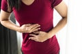 Woman Suffering From Acid Reflux Or gastroesophageal reflux at home Royalty Free Stock Photo