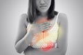 Woman suffering from Acid reflux or Heartburn Royalty Free Stock Photo