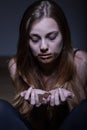 Woman suffering from bulimia