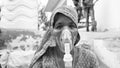 Woman suffering from Covid 19 disease. Old woman admitted in hospital and inhaling emergency oxygen with canula mask