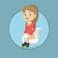 Woman suffering from diarrhea or constipation. Royalty Free Stock Photo