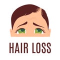 Sad woman with hair loss problem poster