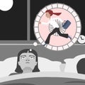 Woman suffering insomnia funny cartoon