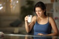 Woman suffering lactose intolerance after drinking milk Royalty Free Stock Photo