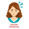 Woman suffering from the memory problems. Confused person