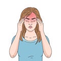 Woman suffering from migraine headache medical