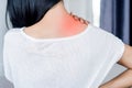 Woman suffering from neck , shoulder pain with bad posture, office syndrome concept Royalty Free Stock Photo