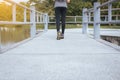 Woman suffering from pain in leg injury after sport exercise running jogging and workout outdoor Royalty Free Stock Photo