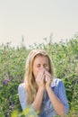 Woman suffering from seasonal allergies Royalty Free Stock Photo