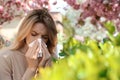 Woman suffering from seasonal pollen allergy Royalty Free Stock Photo