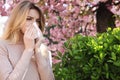 Woman suffering from seasonal pollen allergy Royalty Free Stock Photo