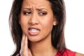 Woman suffering from toothache tooth pain. Royalty Free Stock Photo