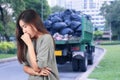 woman suffers from Coughing cold, health Royalty Free Stock Photo