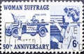 Woman Sufrage anniversary in vintage stamp