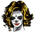 Woman with Sugar Skull Face Paint vector illustration