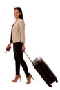 Woman with suitcase going on a business trip. Royalty Free Stock Photo