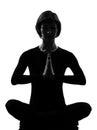 Woman sukhasana pose meditation yoga