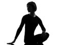 Woman sukhasana woman yoga pose rotation Royalty Free Stock Photo