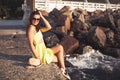 Woman at the summer beach Royalty Free Stock Photo