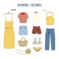 Woman summer clothing vector set. Vector illustration