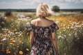 Woman summer field spring. Generate Ai Royalty Free Stock Photo