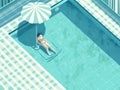 summer woman pool water person illustration swim body holiday young girl. Generative AI. Royalty Free Stock Photo