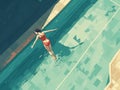 woman water pool girl person happy young swim illustration summer holiday. Generative AI. Royalty Free Stock Photo