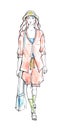 Woman in summer suit. Fashion sketch