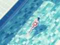 swim woman person pool holiday girl illustration bikini summer young water. Generative AI. Royalty Free Stock Photo