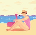 woman summer time vacations design Royalty Free Stock Photo