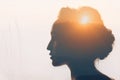 Woman with sun and clouds in her head. Royalty Free Stock Photo