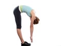 Woman sun salutation yoga pose Royalty Free Stock Photo