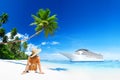 Woman Sunbathe Sunny Summer Beach Relaxing Concept Royalty Free Stock Photo