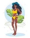 woman sunbathing on the beach with a diagnosis of vitiligo does not hesitate. concept of body-positive, self-acceptance