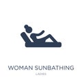 Woman Sunbathing icon. Trendy flat vector Woman Sunbathing icon