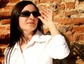 Woman with sunglasses looking to the future Royalty Free Stock Photo