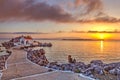 A woman at the sunrise in Chios island, Greece