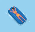 Woman Suntanning Mattress Isolated Female Vector Royalty Free Stock Photo