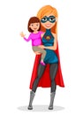 Woman in superhero costume. Super mother