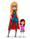 Woman in superhero costume. Super mother Royalty Free Stock Photo