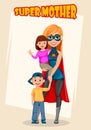 Woman in superhero costume. Super mother Royalty Free Stock Photo