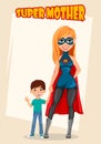 Woman in superhero costume. Super mother Royalty Free Stock Photo