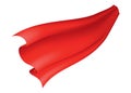 Woman superhero silhouette costume element. Scarlet fabric silk cloak. Mantle costume or cover cartoon vector