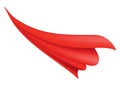 Woman superhero silhouette costume element. Scarlet fabric silk cloak. Mantle costume or cover cartoon vector