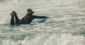 Woman surfer with surfboard Royalty Free Stock Photo