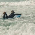 Woman surfer with surfboard Royalty Free Stock Photo