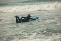 Woman surfer with surfboard Royalty Free Stock Photo