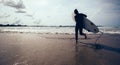 Woman surfer with surfboard Royalty Free Stock Photo