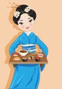 Woman with sushi