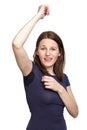 Woman sweating very badly under armpit Royalty Free Stock Photo